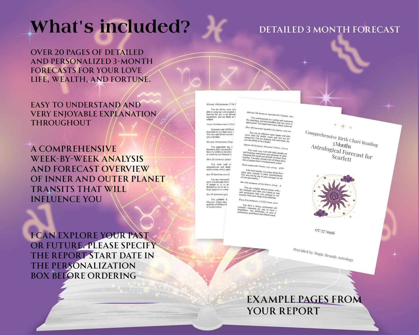 In Depth Natal Chart Reading, Birth Chart Astrology Reading, Full Personalized Natal Chart Analysis Report + 3 Month Love Astrology Forecast